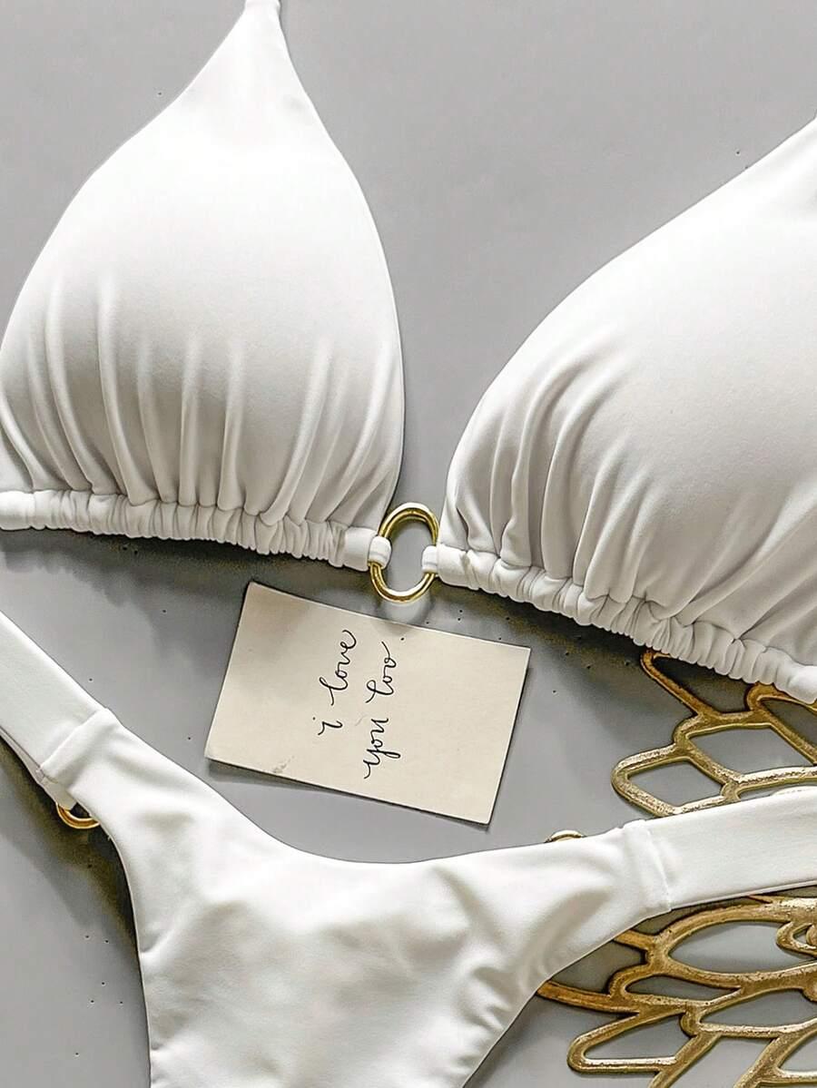 SHEIN BIAŁY DWUCZĘŚCIOWY STRÓJ KĄPIELOWY S09__S