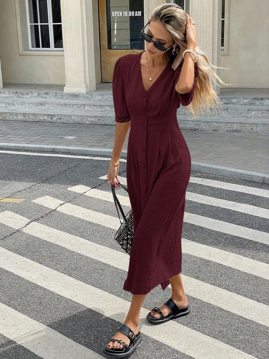 SHEIN BORDOWA SUKIENKA GUZIKI S06__M
