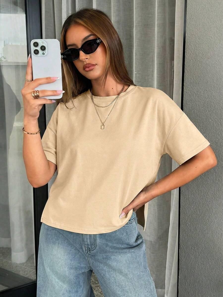 SIREN GAZE BEŻOWY T-SHIRT BASIC S06__L