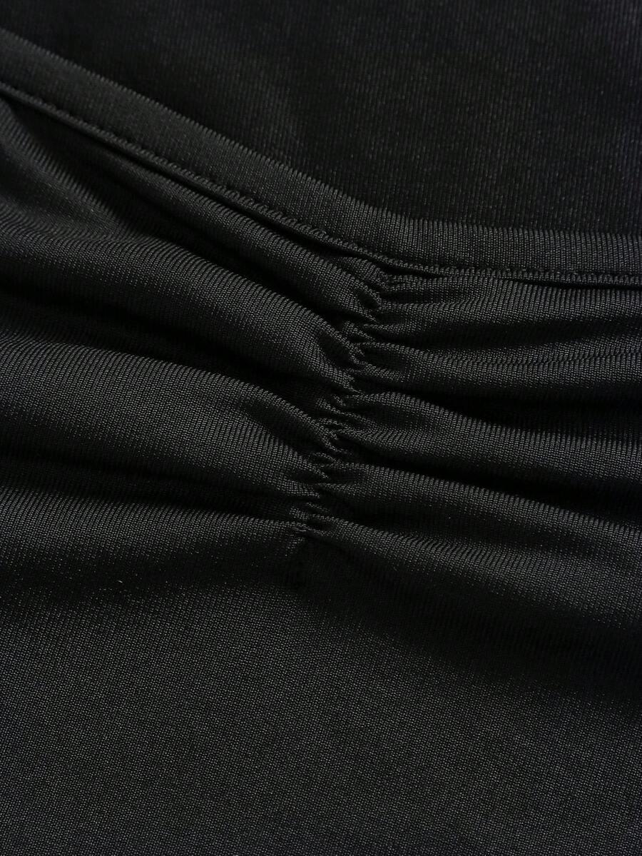 SHEIN CZARNA BLUZKA DŁUGI RĘKAW S06__128-134