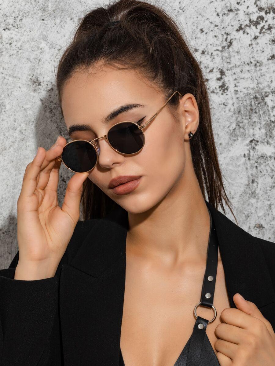 SHEIN OKULARY PRZECIWSŁONECZNE ZŁOTE OPRAWKI S07