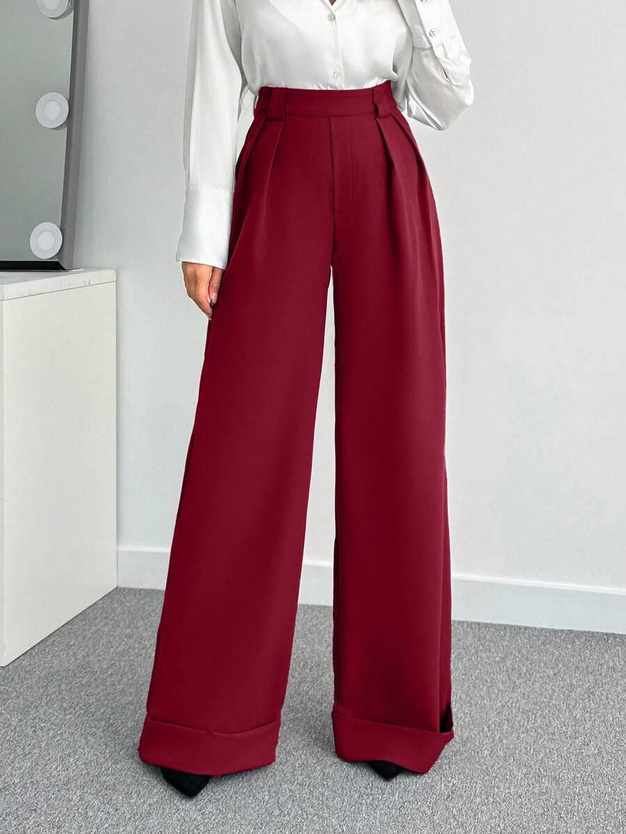 SHEIN CZERWONE ELEGANCKIE SPODNIE S06__S