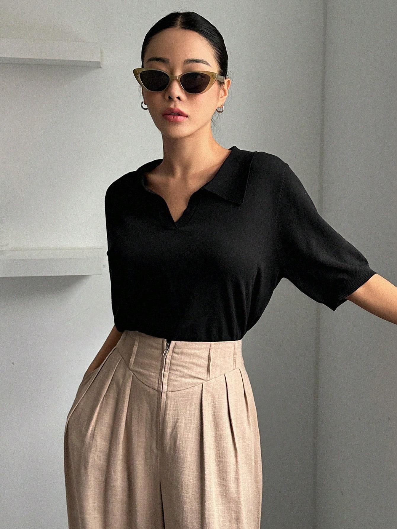 DAZY CZARNY TOP DZIANINA S06__M