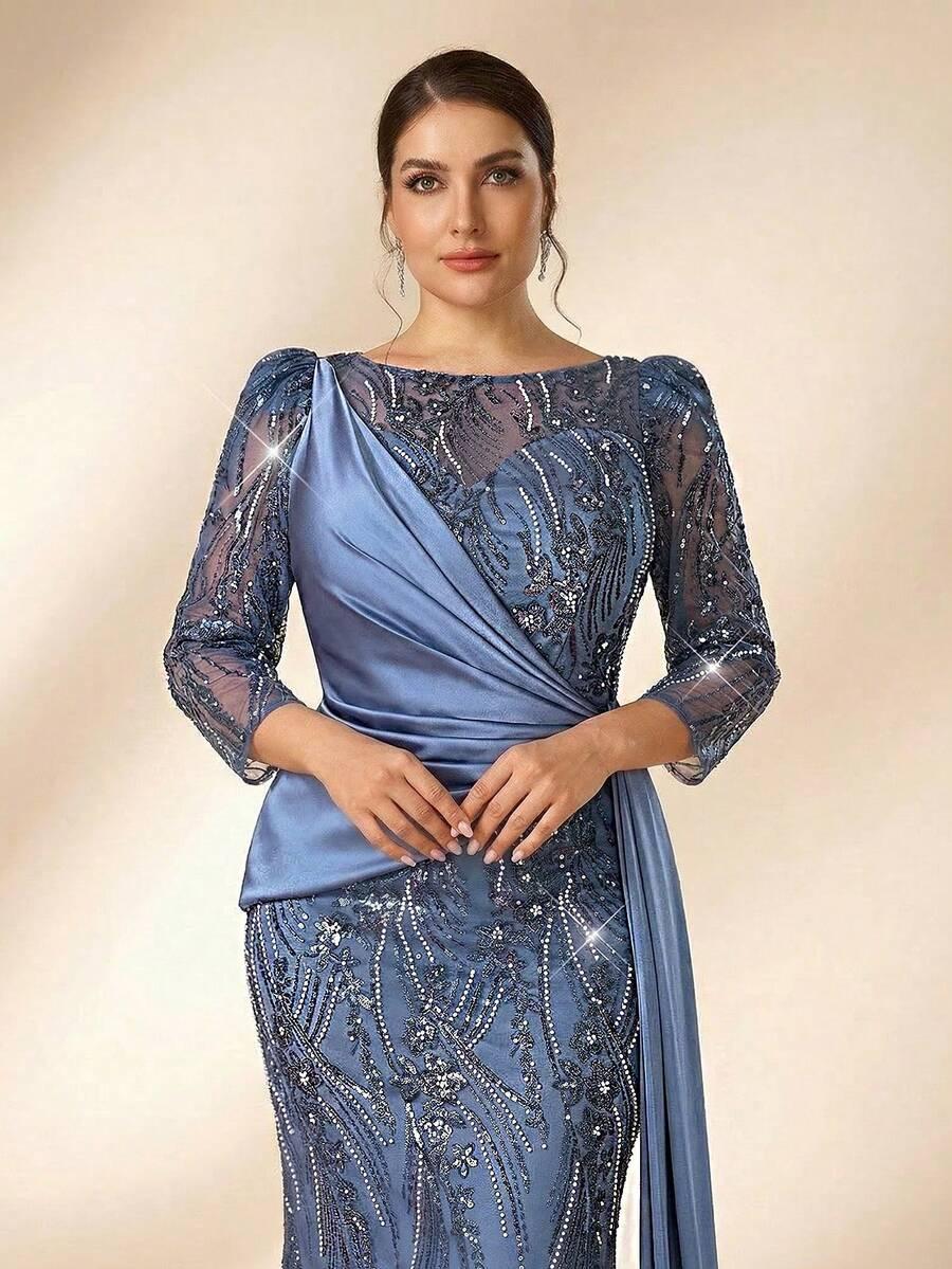 SERIN NIEBIESKA SUKIENKA ZDOBIENIE S06__48