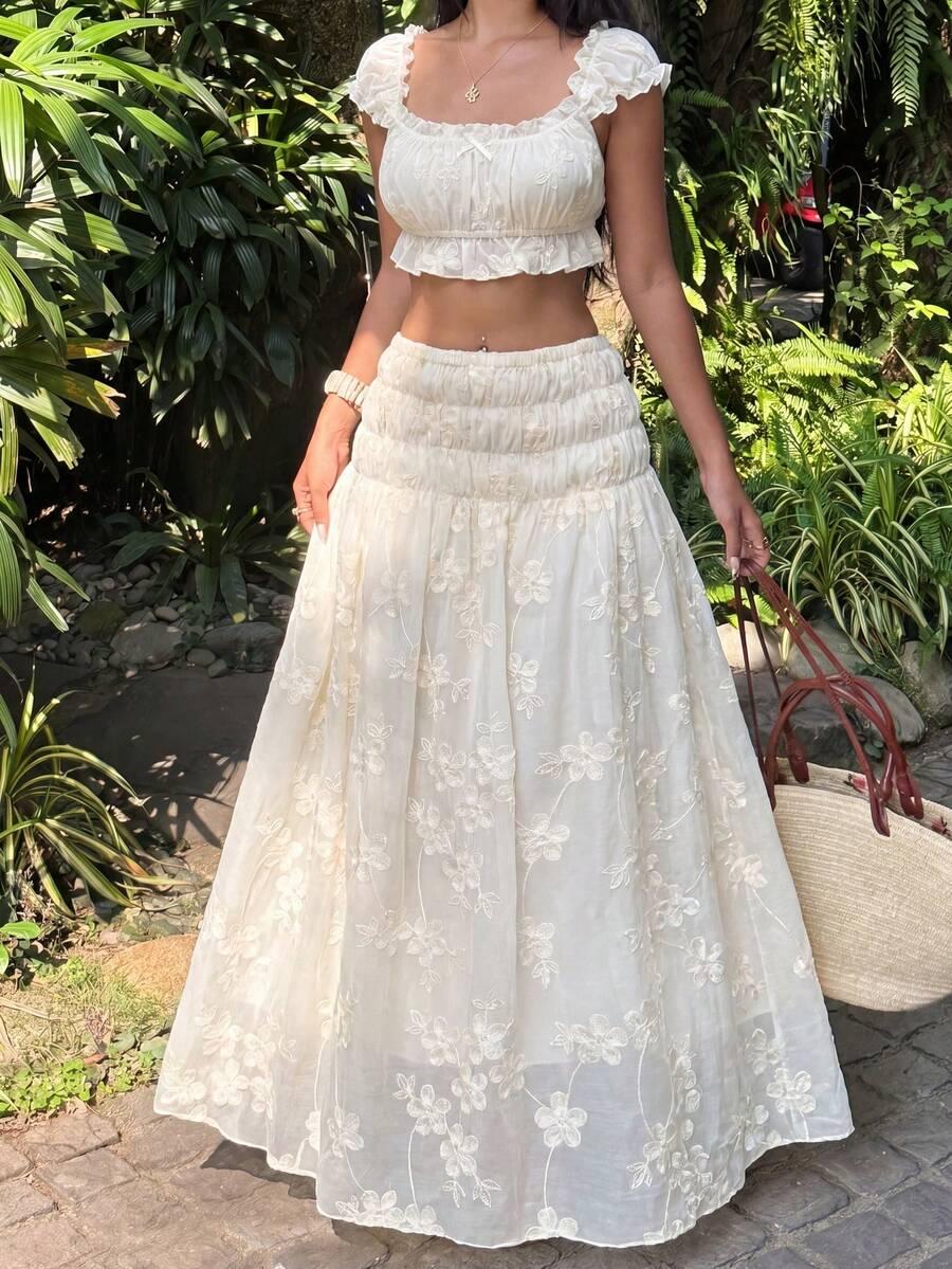 SHEIN BEŻOWA MAXI SPÓDNICA S06__XL