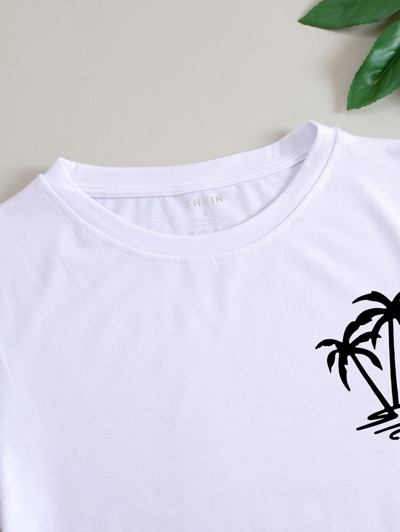 SHEIN BIAŁY T-SHIRT WZÓR PRINT S06__L