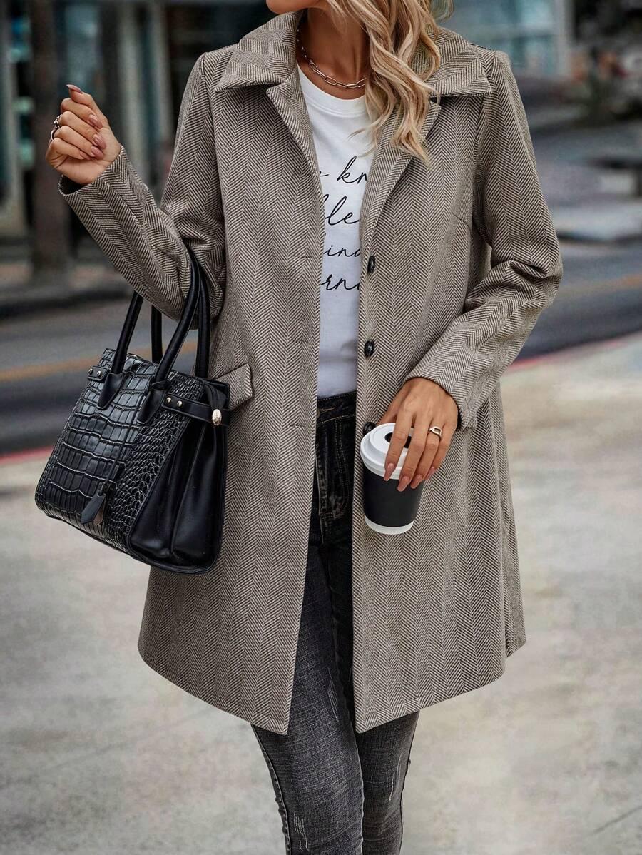 SHEIN KLASYCZNY PŁASZCZ GUZIKI S06__S