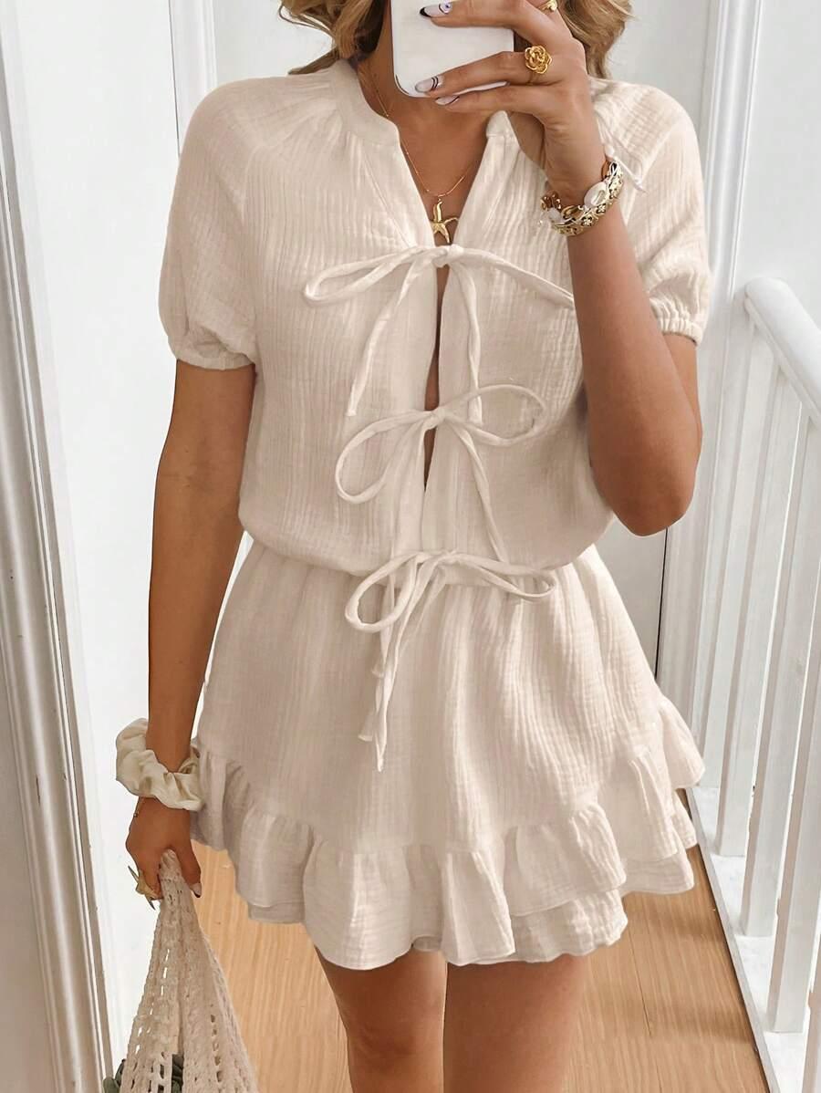 SHEIN BEŻOWY BAWEŁNIANY KOMBINEZON S06__S