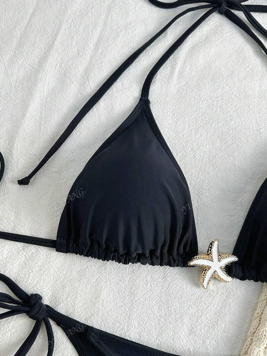 SHEIN CZARNY 3-CZĘŚCIOWY STRÓJ KĄPIELOWY S09__M