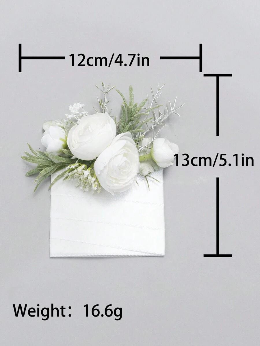 SHEIN BUTONIERKA BIAŁY SZTUCZNY KWIAT S07__12X13CM
