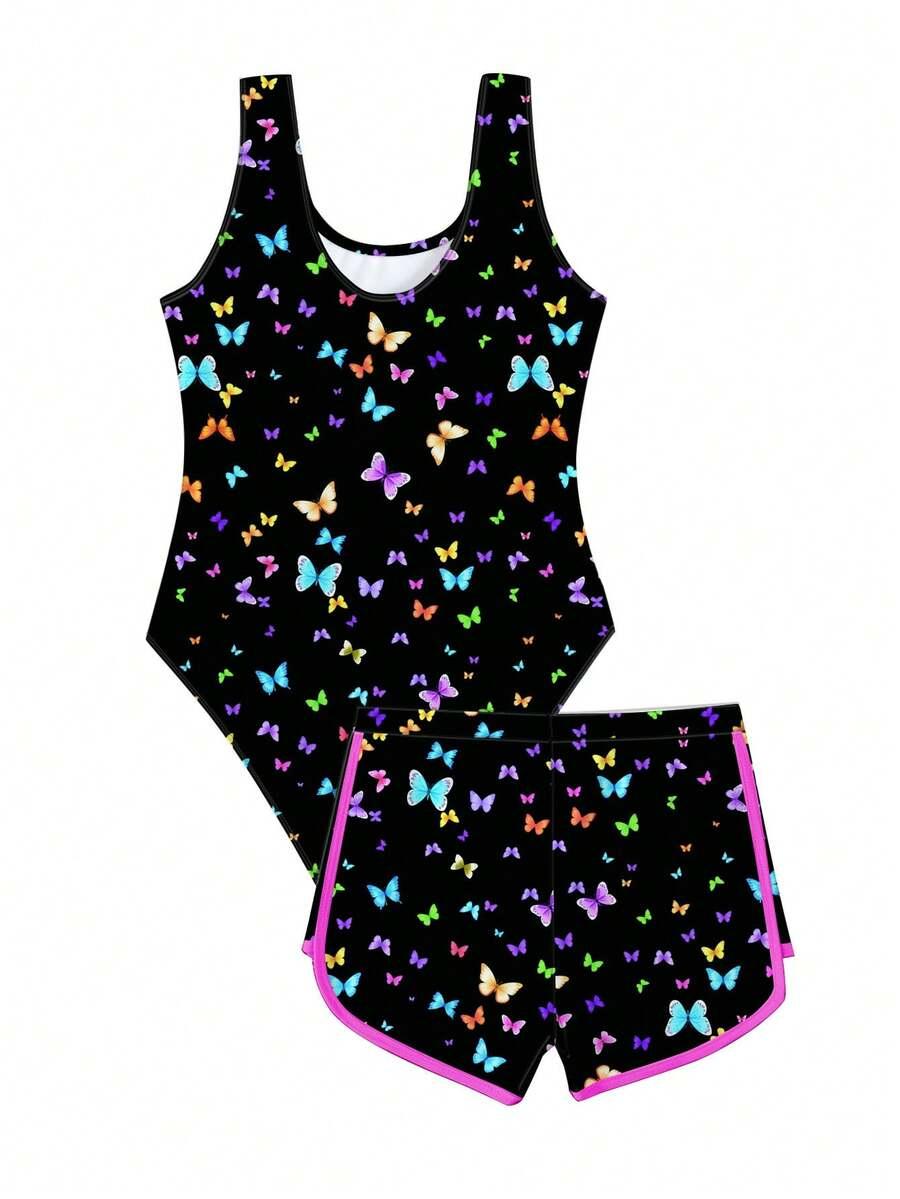 SHEIN JEDNOCZĘŚCIOWY STRÓJ KĄPIELOWY SPODENKI S09__128-134
