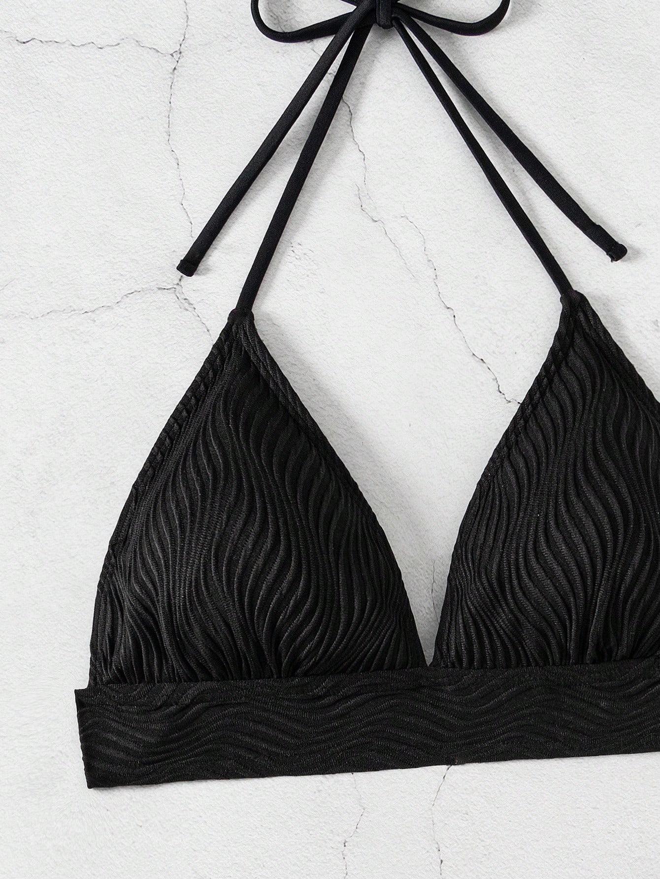 SHEIN CZARNY DWUCZĘŚCIOWY STRÓJ KĄPIELOWY S09__XL