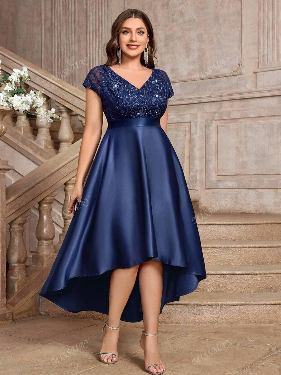 SHEIN GRANATOWA ASYMETRYCZNA SUKIENKA S06__50