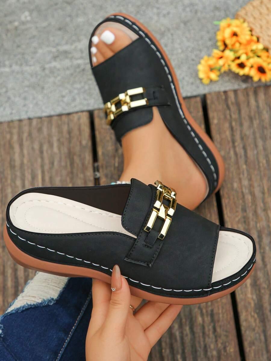 SHEIN CZARNE KLAPKI KLAMRA S06__39,5