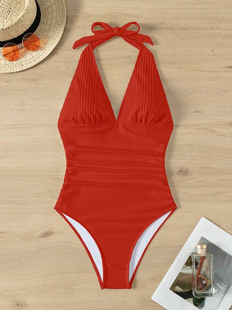 SHEIN CZERWONY JEDNOCZĘŚCIOWY STRÓJ KĄPIELOWY S09__XL