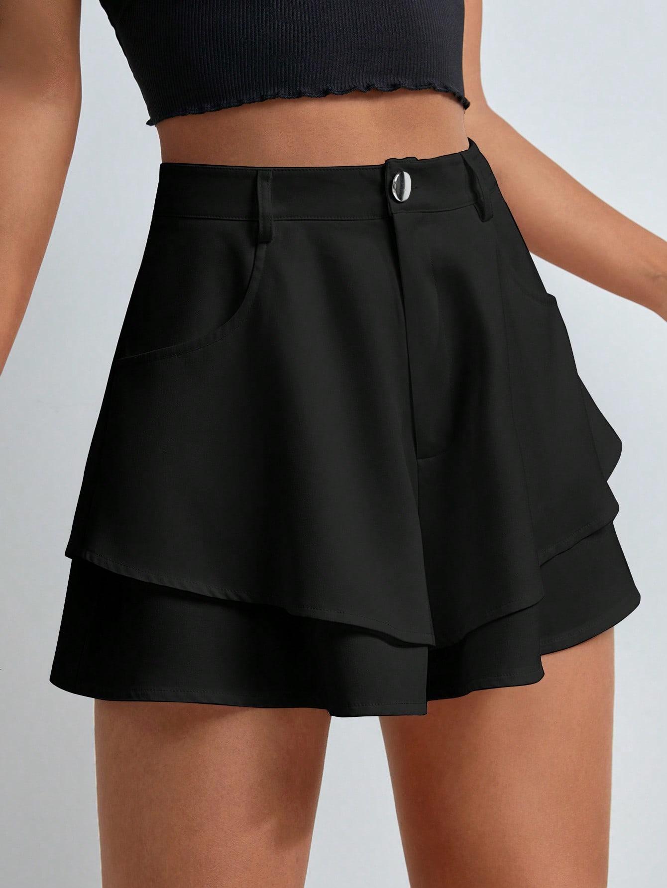 SHEIN CZARNE SPODENKI FALBANA S06__XL