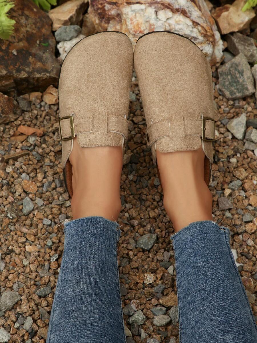 SHEIN BEŻOWE KLAPKI KLAMRA CASUAL S06__41