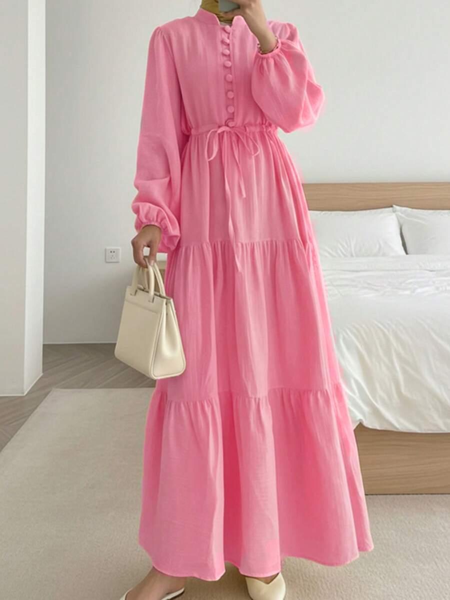 SHEIN RÓŻOWA MAXI SUKIENKA S06__L