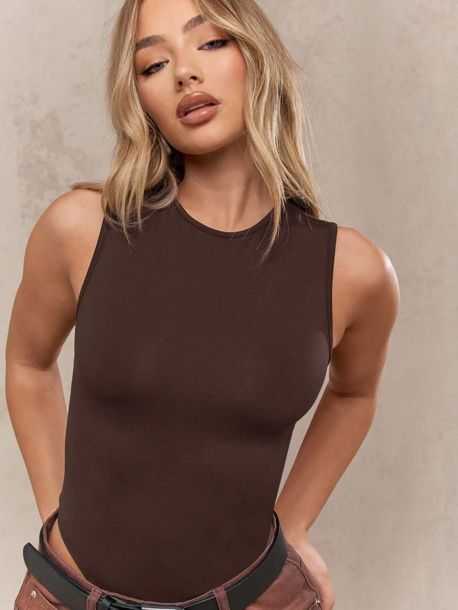MISSGUIDED BRĄZOWE BODY BEZ RĘKAWÓW S06__S