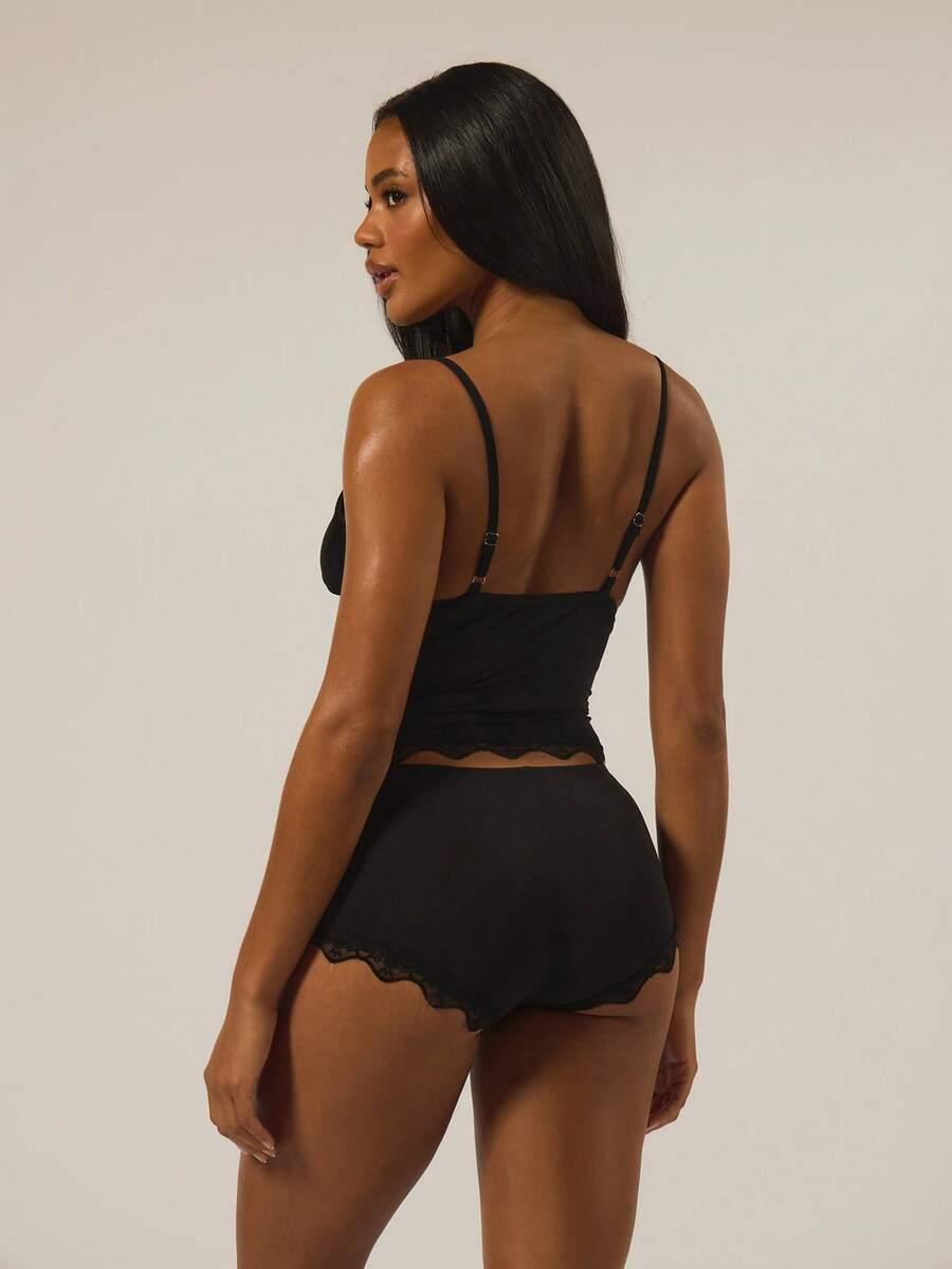 MUSERA CZARNY TOP SPODENKI PIŻAMA KOMPLET S06__XS