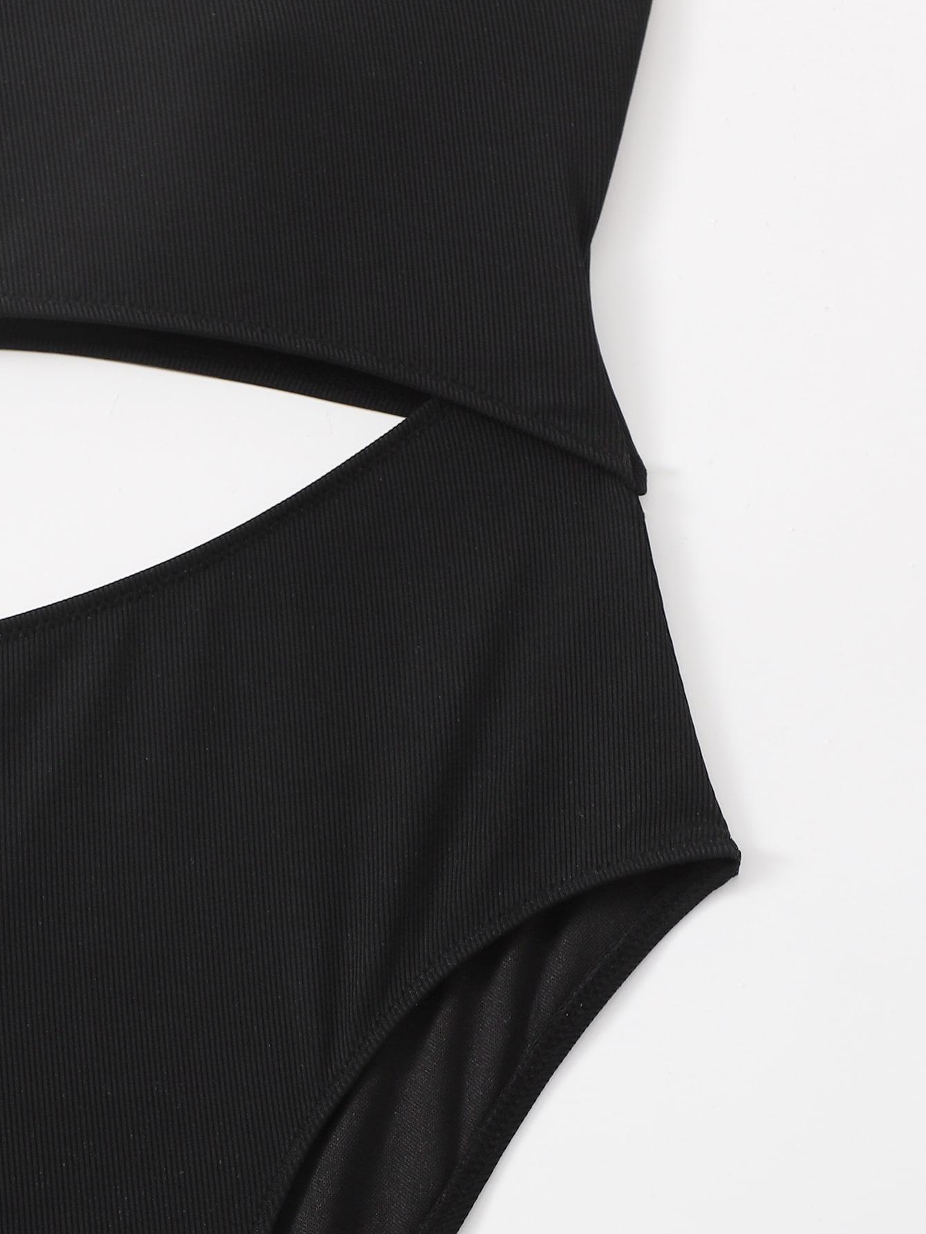 SHEIN CZARNY JEDNOCZĘŚCIOWY KOSTIUM KĄPIELOWY S09__M