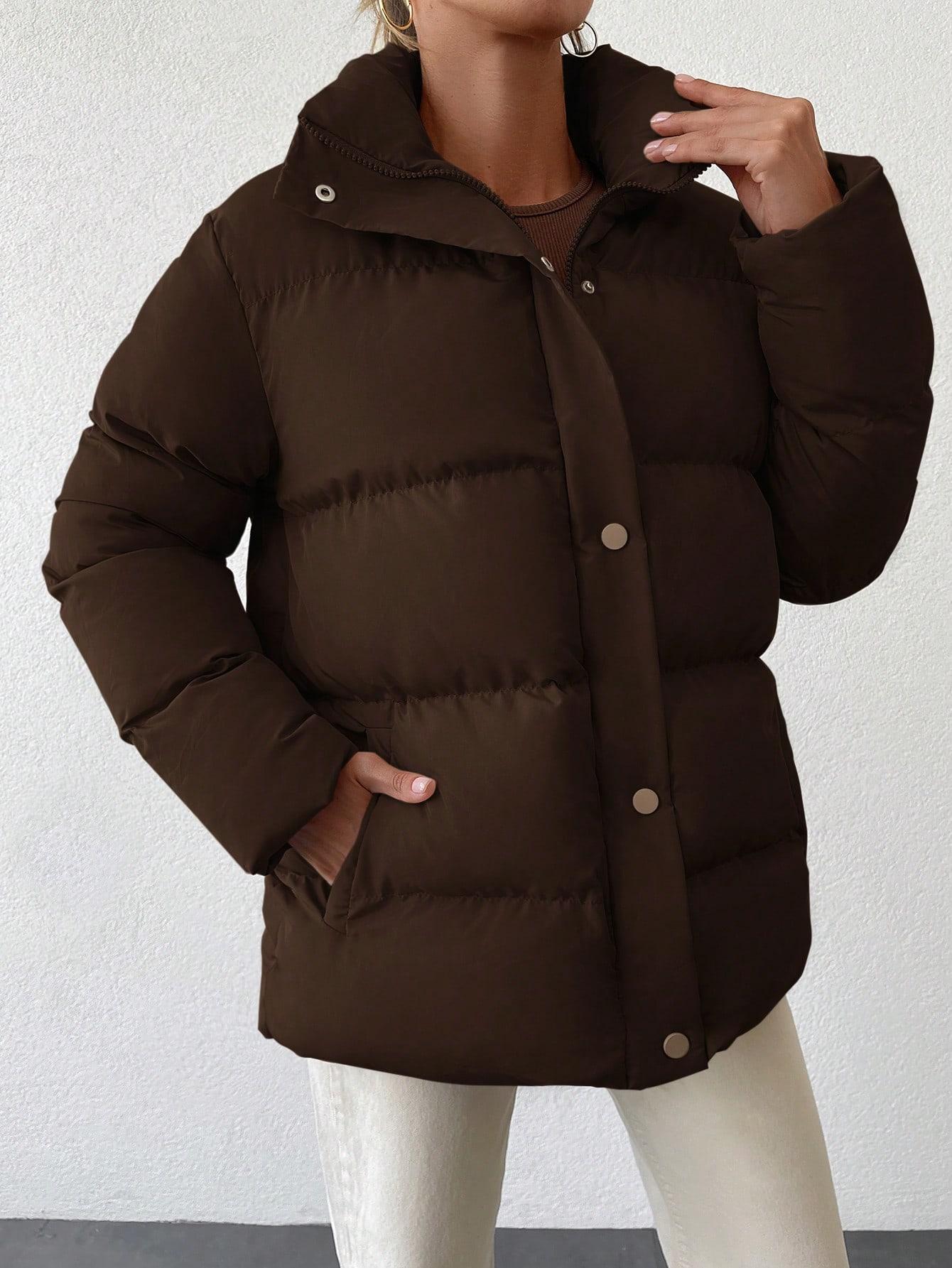 SHEIN BRĄZOWA PIKOWANA KURTKA W01__M