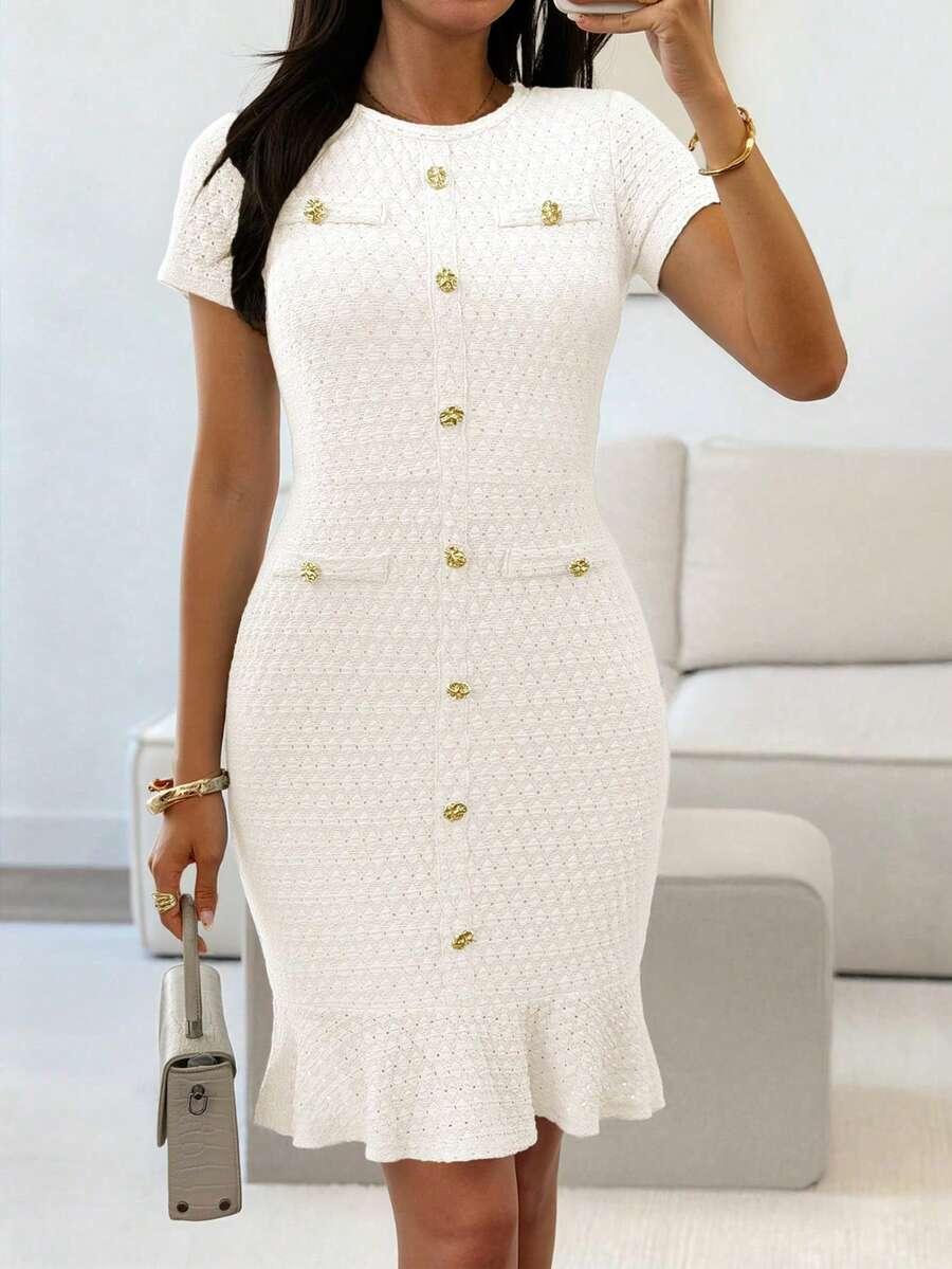 SHEIN BIAŁA SUKIENKA GUZIKI S06__XL
