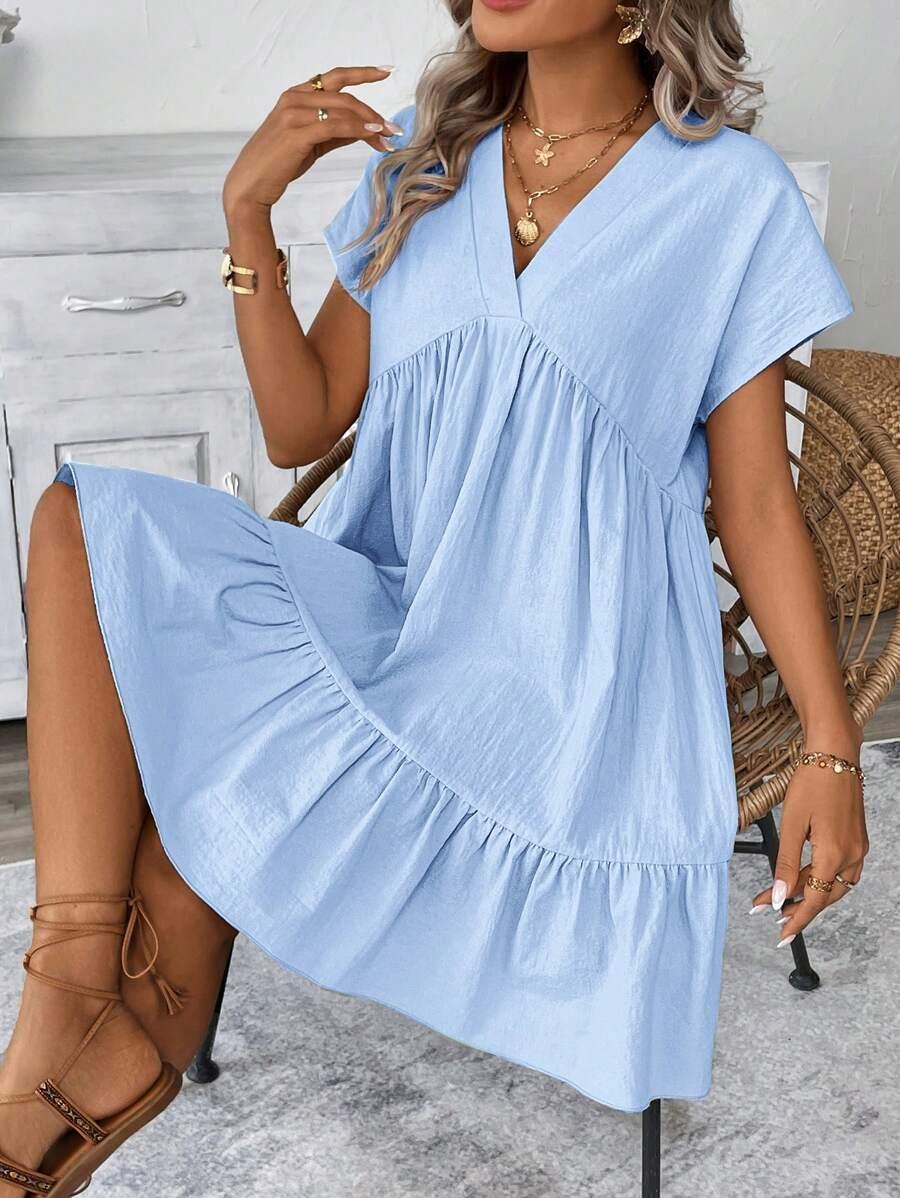 SHEIN NIEBIESKA SUKIENKA V-NECK S06__XXL