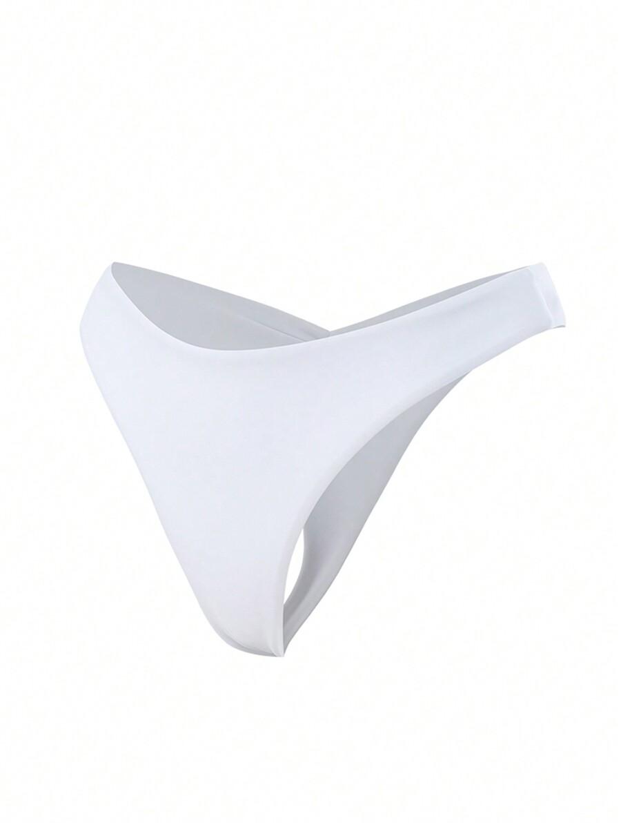 SHEIN BIAŁY DÓŁ OD BIKINI STRINGI MARSZCZENIE PK01__S