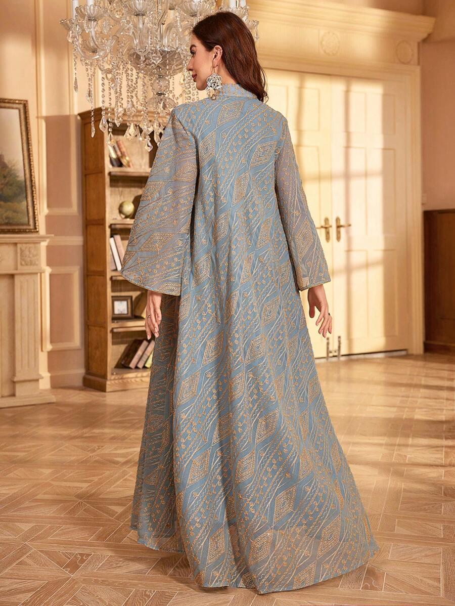 SHEIN SUKIENKA MAXI DŁUGI RĘKAW HAFT S06__XL