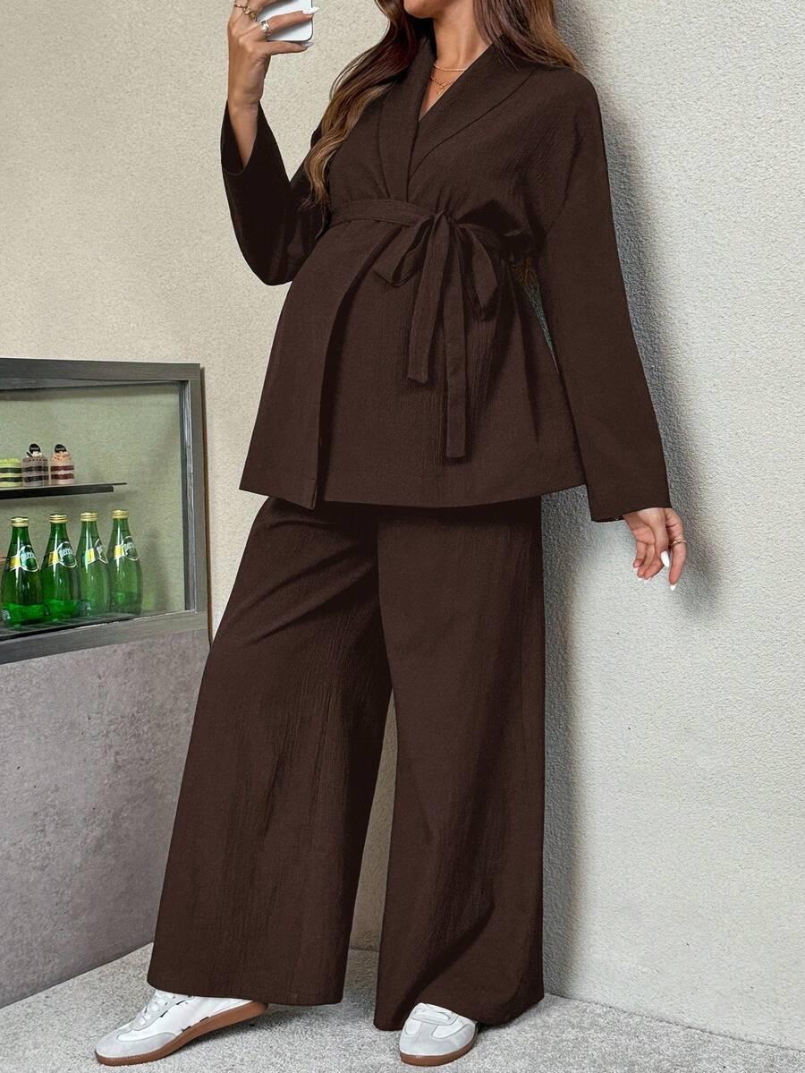 SHEIN BLUZKA SPODNIE KOMPLET CIĄŻOWY S06__M