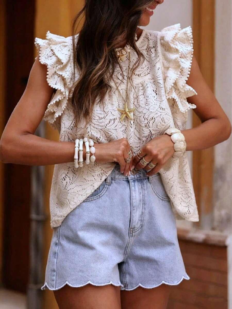 SHEIN BIAŁA BLUZKA KORONKA S06__L