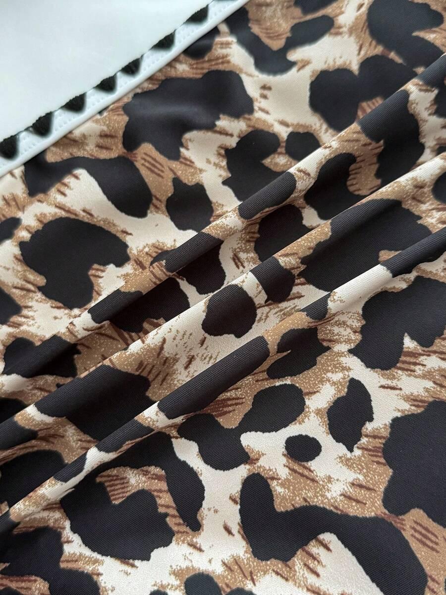 SHEIN JEDNOCZĘŚCIOWY STRÓJ KĄPIELOWY ANIMAL PRINT WYCIĘCIE PK01__122-128
