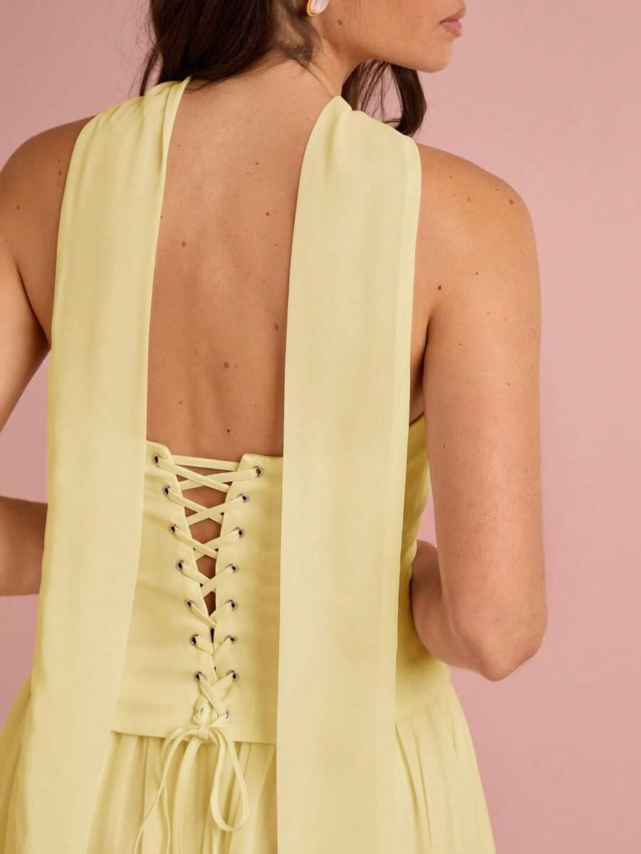 SHEIN ŻÓŁTA MAXI SUKIENKA S06__M