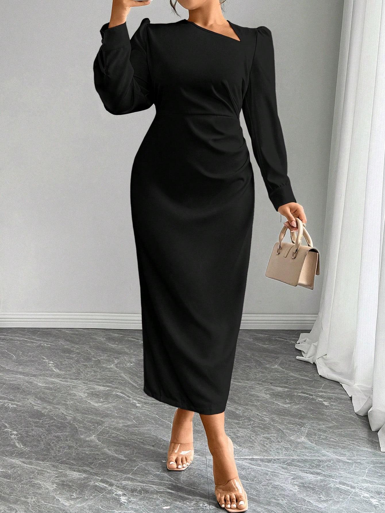 SHEIN CZARNA SUKIENKA DŁUGI RĘKAW S06__46