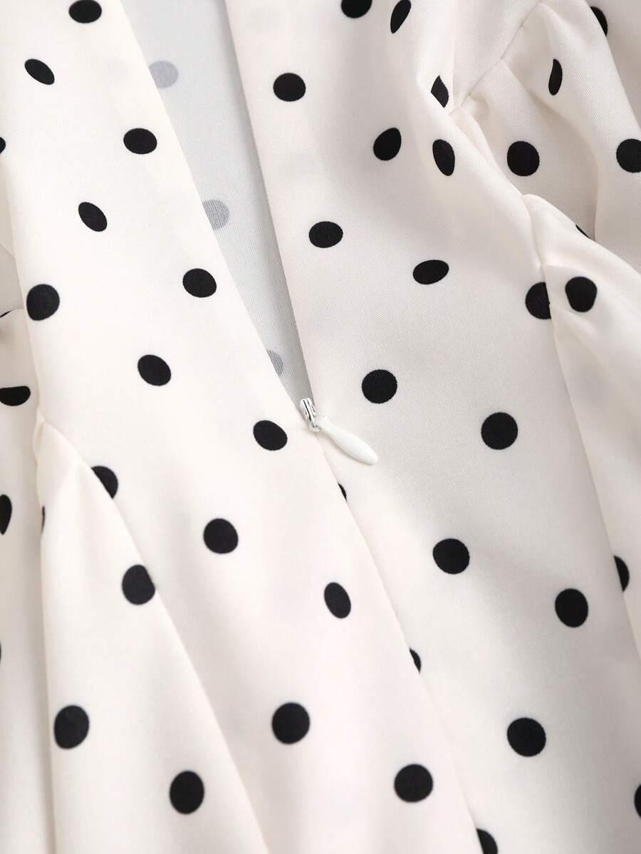 SHEIN KREMOWA MINI SUKIENKA GROSZKI S06__M
