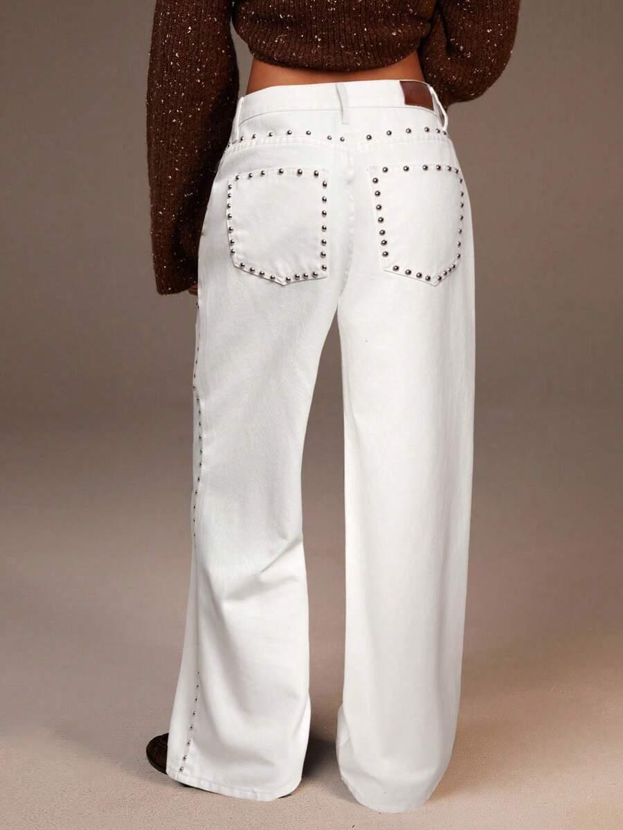 ATHÎRAL BIAŁE SPODNIE JEANS DŻETY S06__L
