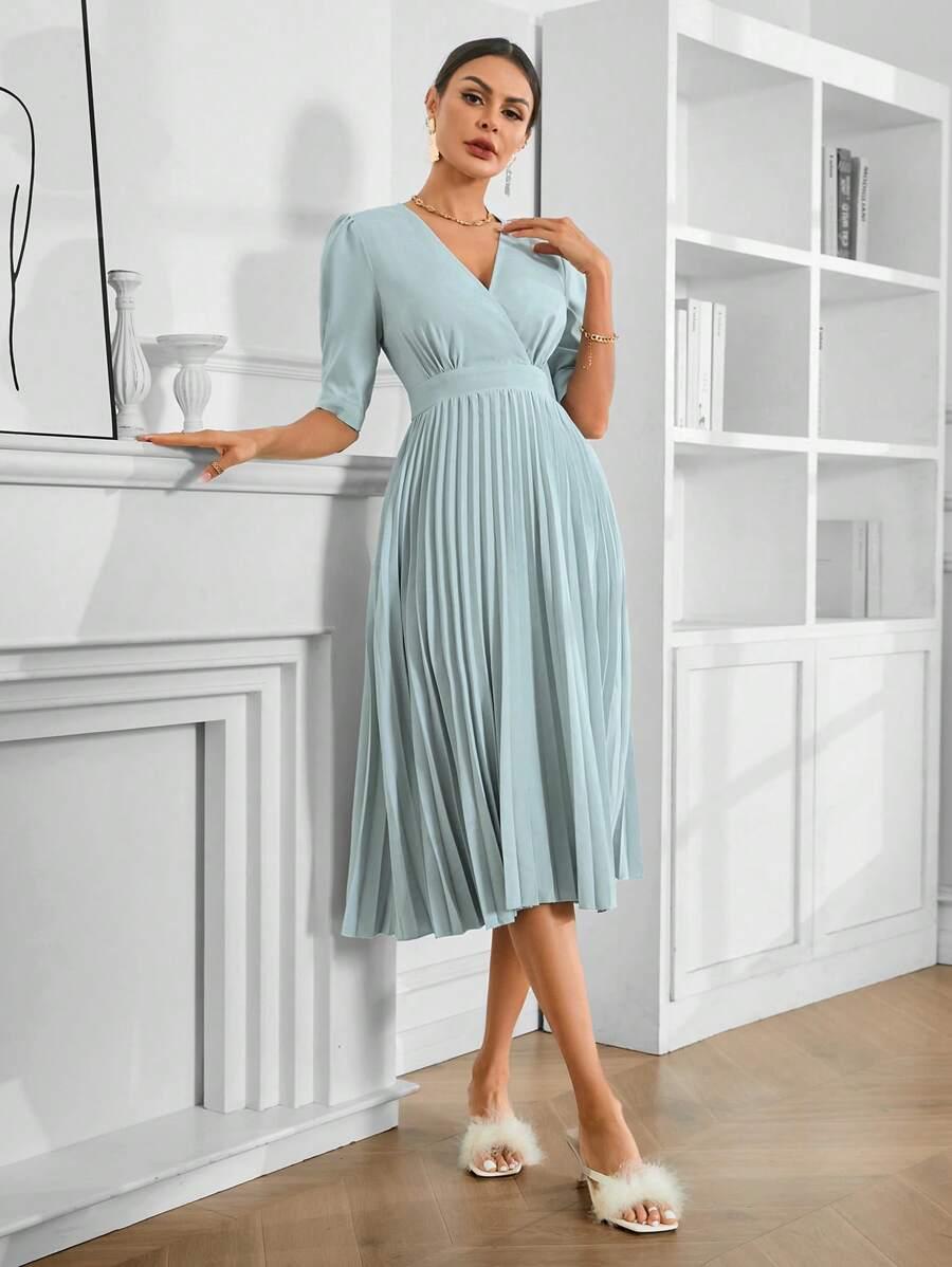 SHEIN NIEBIESKA MIDI SUKIENKA S06__S