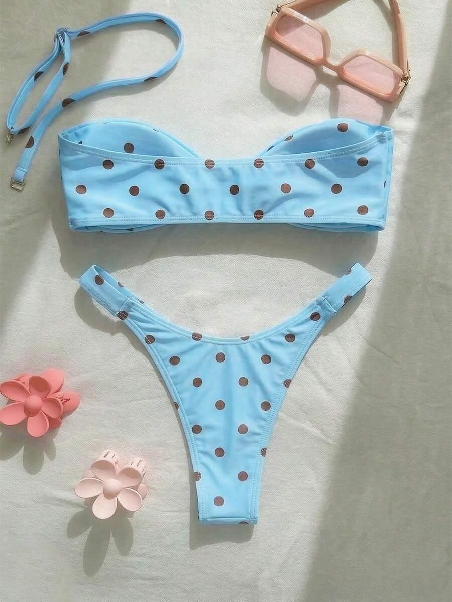SHEIN DWUCZĘŚCIOWY STRÓJ KĄPIELOWY WZÓR GROSZKI S09__M