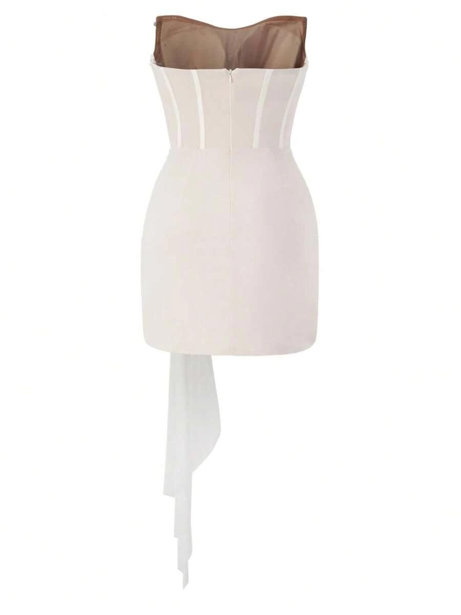 SHEIN BIAŁA MINI SUKIENKA ODKRYTE RAMIONA S06__M