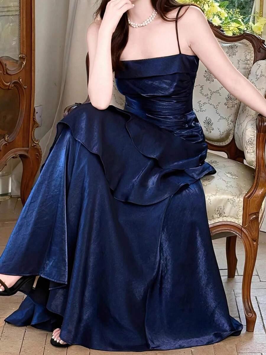 SHEIN GRANATOWA MAXI SUKIENKA S06__XS