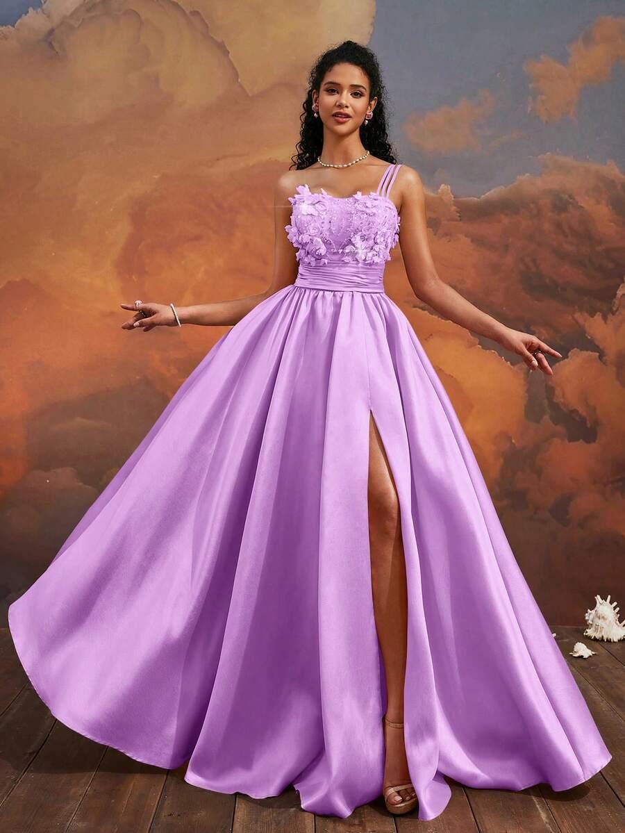 SHEIN FIOLETOWA MAXI SUKIENKA ZDOBIENIA S06__XS