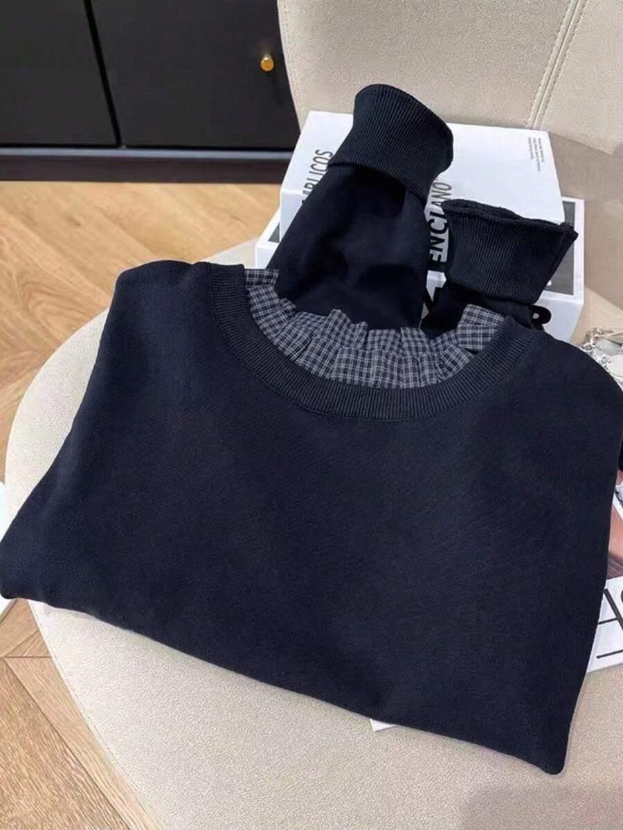 GLOWEVE GRANATOWY SWETER DŁUGI RĘKAW S06__M
