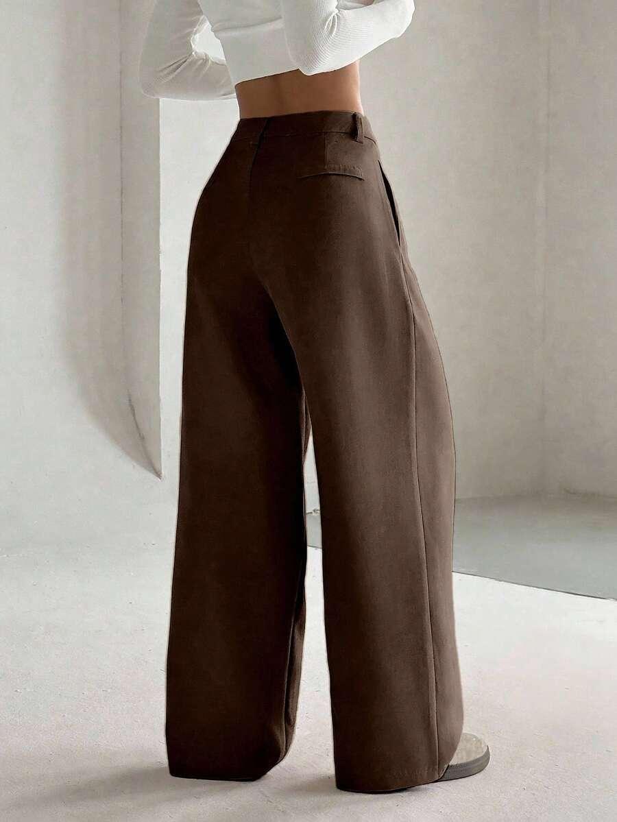 SHEIN BRĄZOWE ELEGANCKIE SPODNIE S06__M