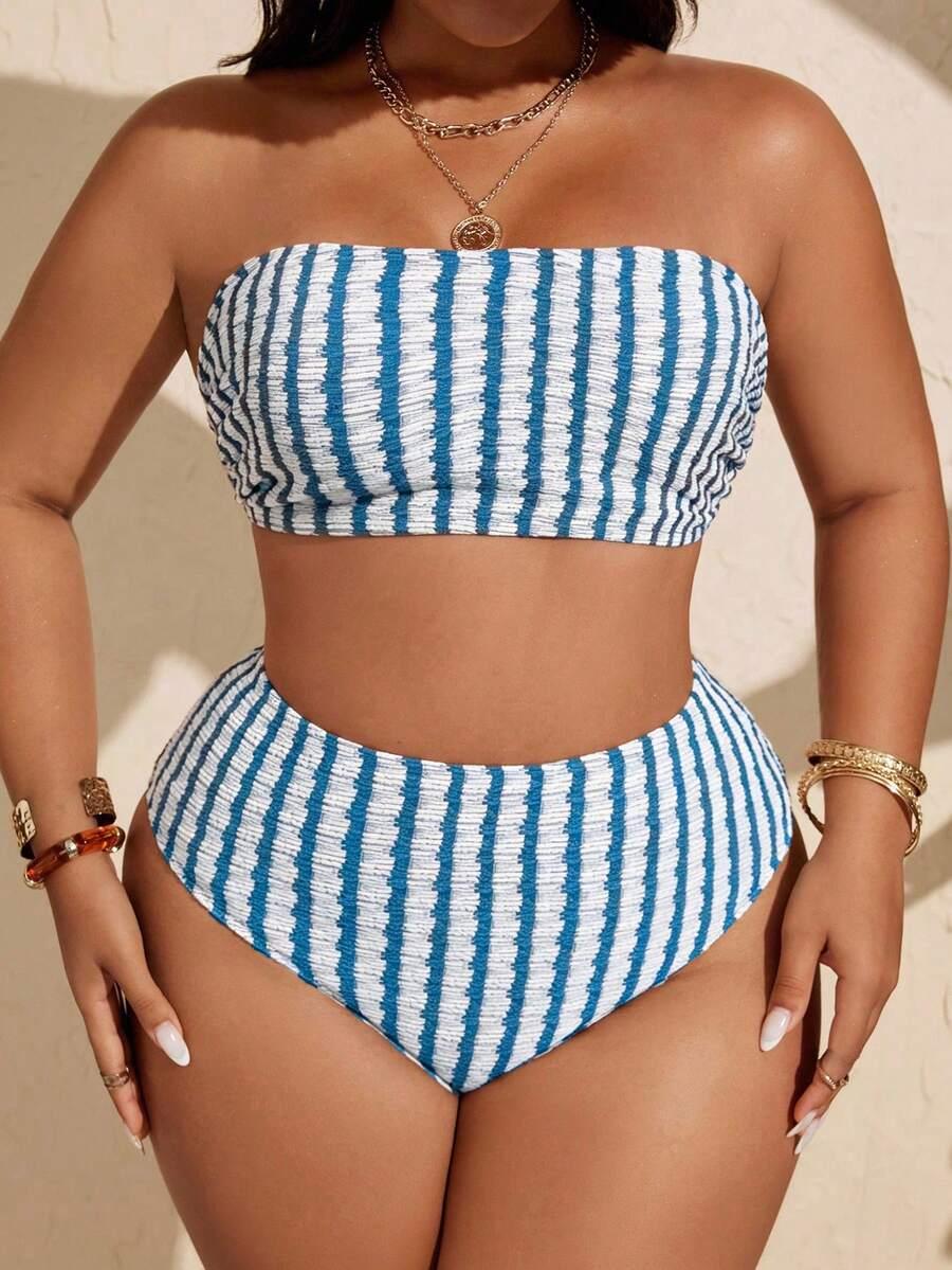 SHEIN DWUCZĘŚCIOWY STRÓJ KĄPIELOWY WZÓR PASKI S09__46