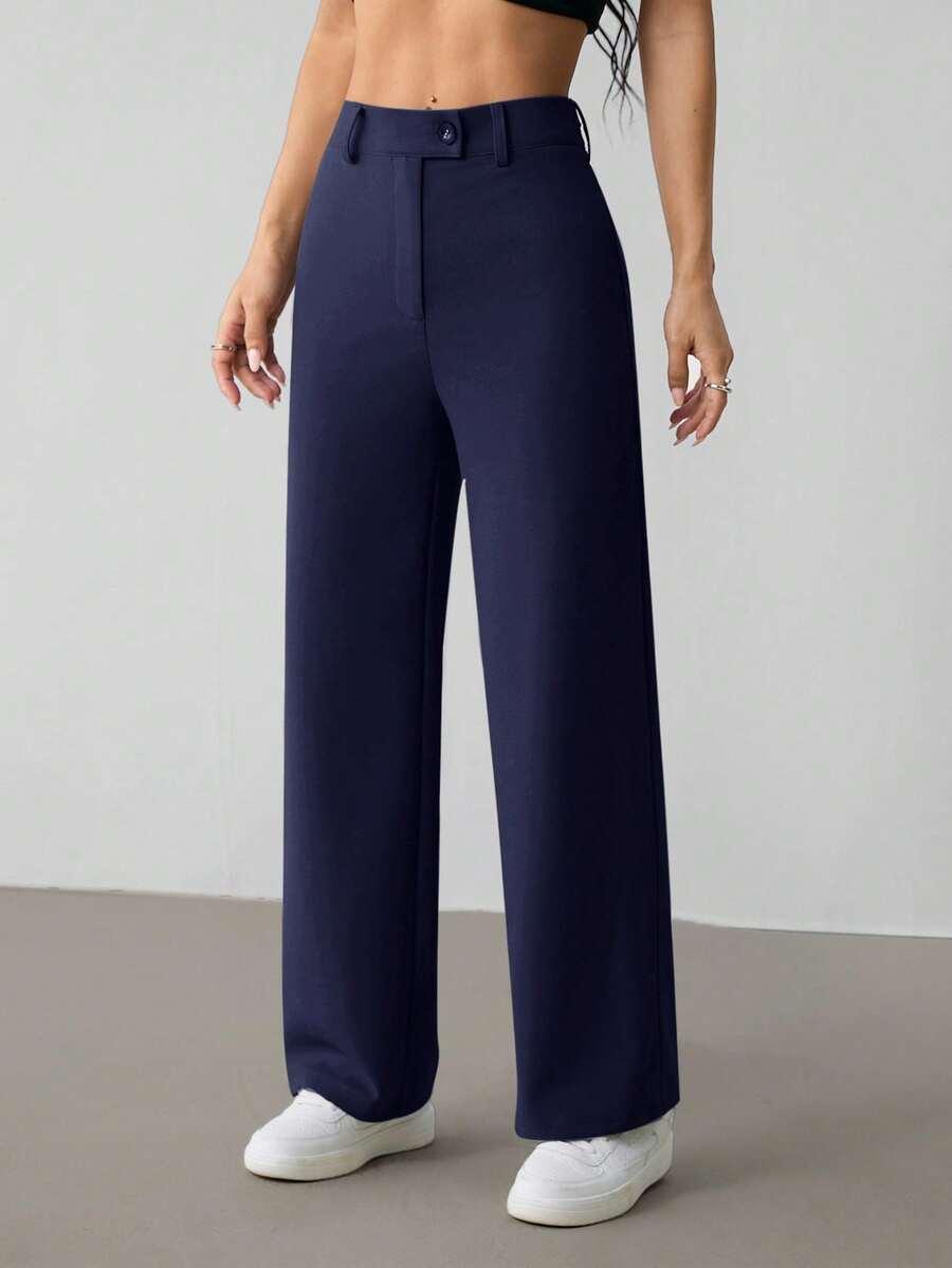 SHEIN GRANATOWE SPODNIE CASUAL S06__XS