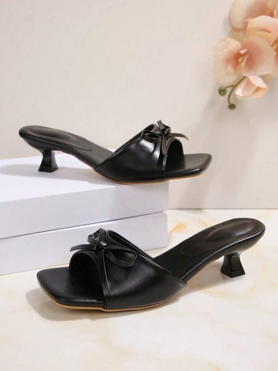 SHEIN CZARNE KLAPKI KOKARDA S06__40,5