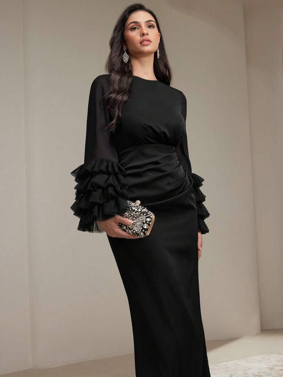 SHEIN CZARNA MAXI SUKIENKA S06__L