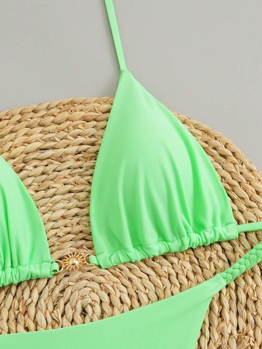 SHEIN ZIELONY DWUCZĘŚCIOWY STRÓJ KĄPIELOWY S09__S