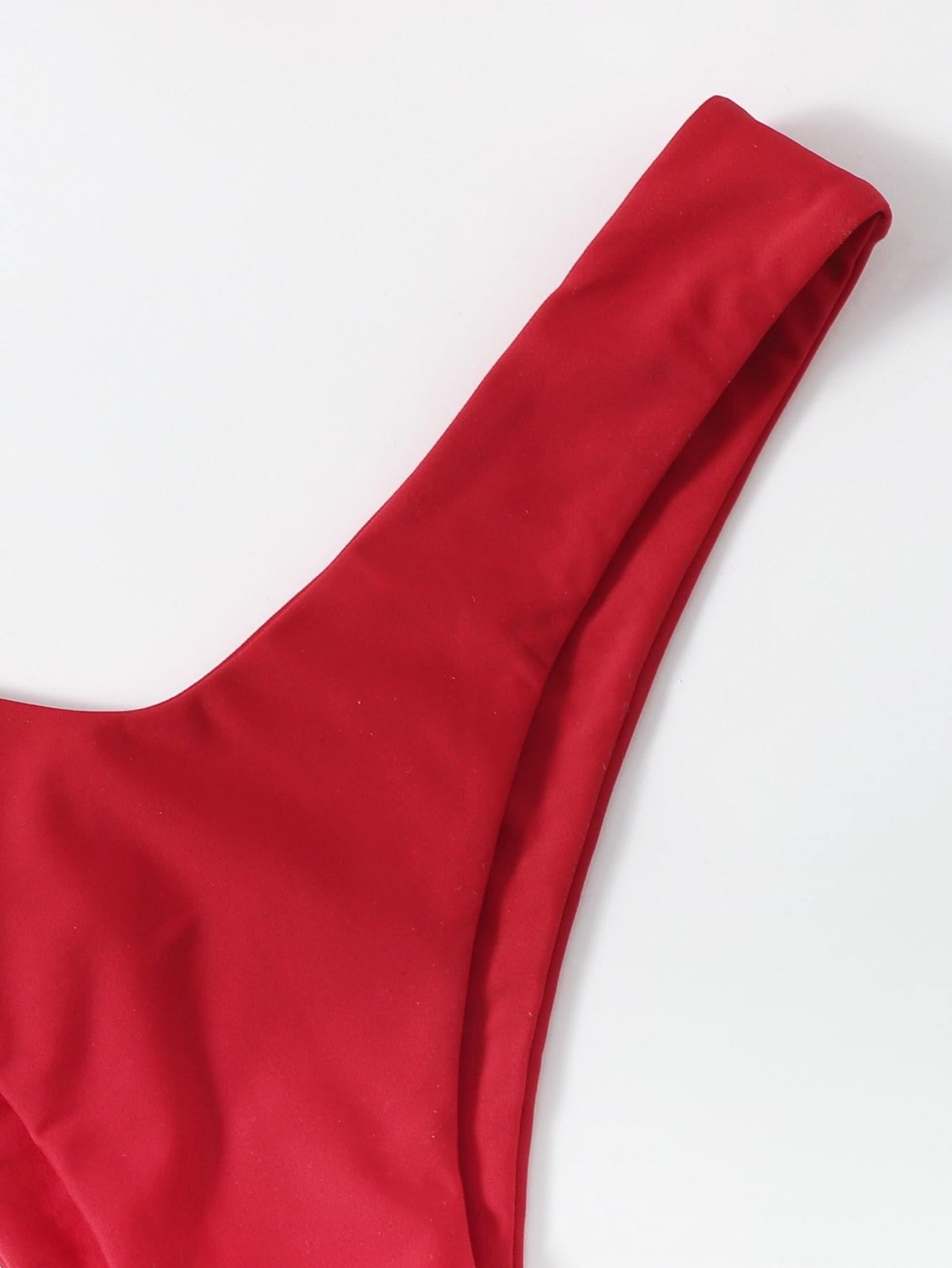 SHEIN CZERWONY DWUCZĘŚCIOWY KOSTIUM KĄPIELOWY BIKINI S09__S